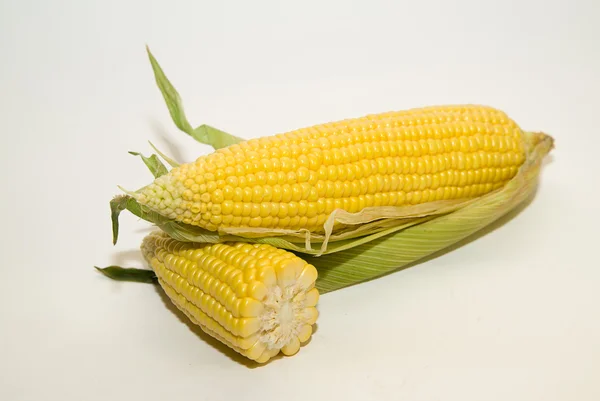 Flera öronen av majs på över vita — Stockfoto