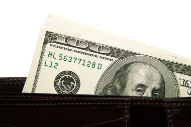Banknot bize dolar ile eski cüzdan içinde