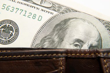 Banknot bize dolar ile eski cüzdan içinde