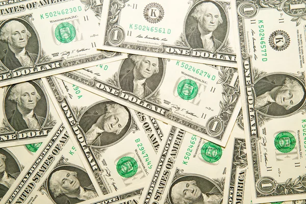 Um monte de notas um dólar americano — Fotografia de Stock