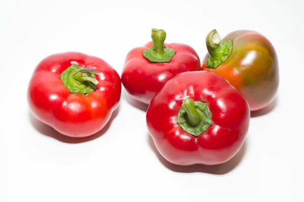 Algumas pimentas vermelhas sobre branco — Fotografia de Stock