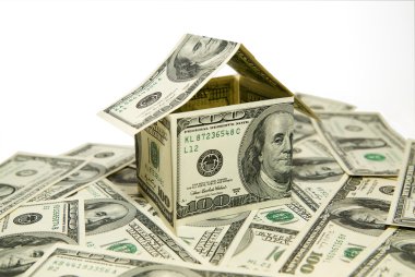 Bize Doları banknot w üzerinde bir ev şeklinde ekranda