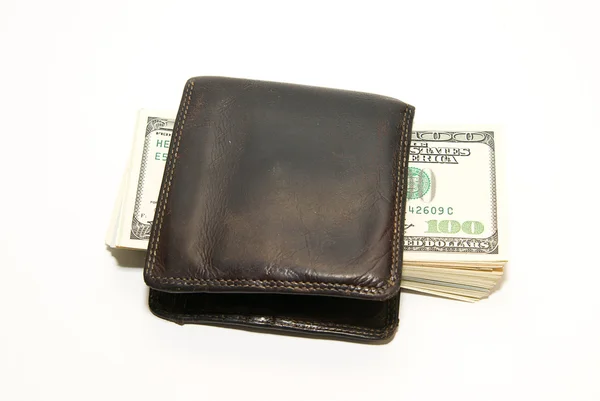 私たちのドルの紙幣と古い財布の中 — ストック写真