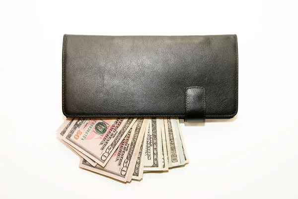 黒の私たちの紙幣を財布の中ドル — ストック写真