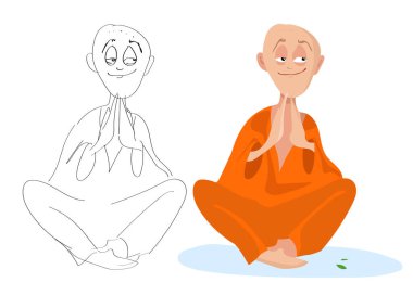 Vector cartoon portrait of a sitting Lama in the Lotus position on a white background clipart