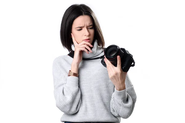 Pretty Girl Photo Camera — Stock Photo, Image