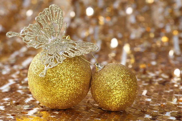 Golden Shiny Christmas Balls — Stock Photo, Image