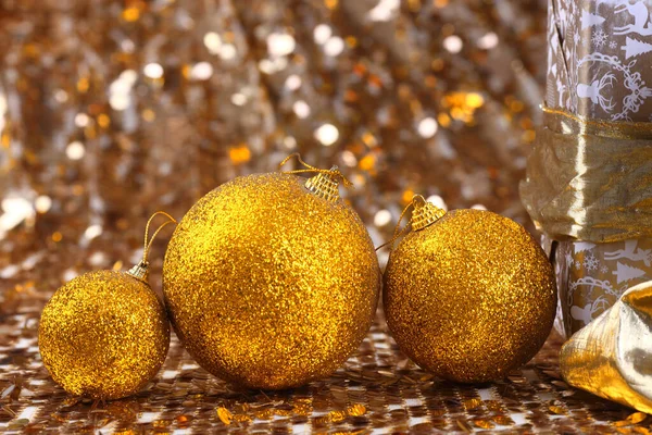 Bola Natal Dourada Feliz Ano Novo Decoração Feliz Natal Decoração — Fotografia de Stock