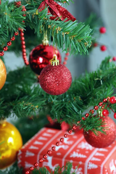 Christmas Background Baubles Branch Spruce Tree Stock Photo