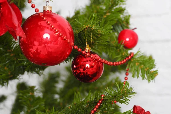 Fond Noël Boules Branche Épinette — Photo