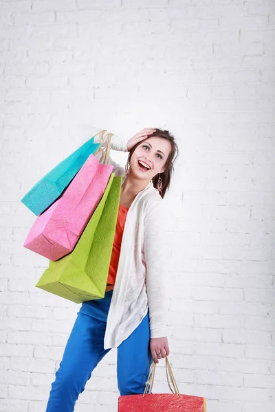 Fashion Shopping Girl Portrait. — Stock Photo, Image