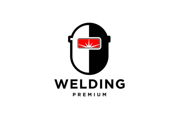 Welding Helmet with Spark Logo Design, Welder Tool Vector Design, Welding Work Logotype