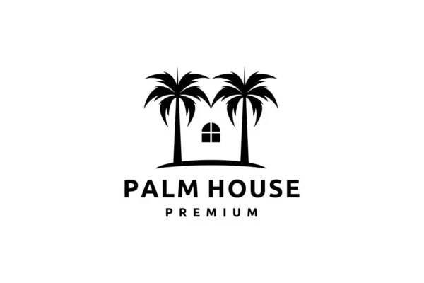 Palmhusets Logotyp Vektor Ikon Illustration — Stock vektor