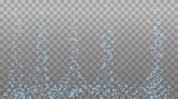 Realistic fizzy blue bubbles of soapy water. — Stock Vector