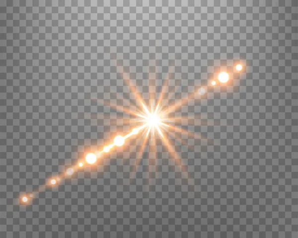 Éclairage Lentille Solaire Flash Solaire Avec Rayons Projecteurs Explosion Éclatante — Image vectorielle