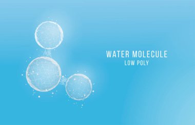 Su molekülleriyle soyut bir arkaplan. Düşük polimer kablo tipi. Bilim, biyoteknoloji, kimya, tıbbi konsept. Vektör illüstrasyonu.