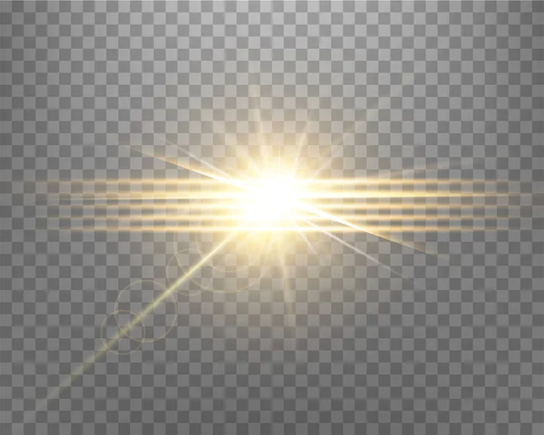 Sunlight lens flare, sun flash with rays. — Stock Vector