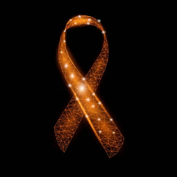 Oranje Lint Bewustzijn Nierkanker Leukemie Multiple Sclerose Huidkanker Geïsoleerd Zwarte — Stockvector