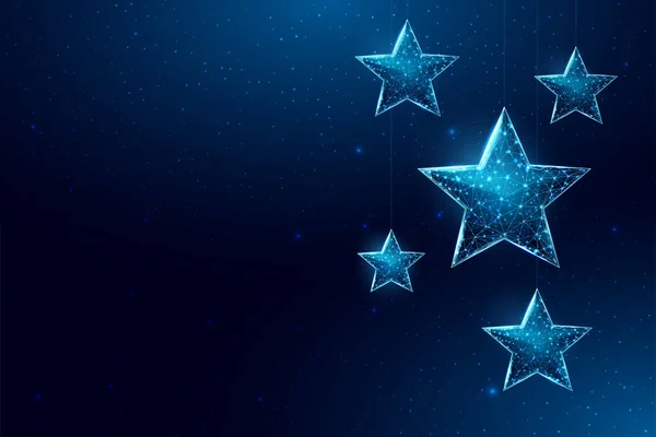 Wireframe stars, low poly style — Stock Vector