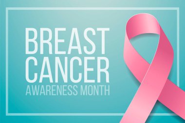 Meme kanseri farkındalığı ayı. Pembe kurdele farkındalığı ve mesajı olan pankart. Vektör illüstrasyonu. 