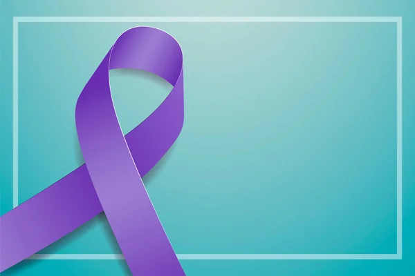 Domestic Violence Awareness Month Concept Banner Purple Ribbon Awareness Text — Stock Vector