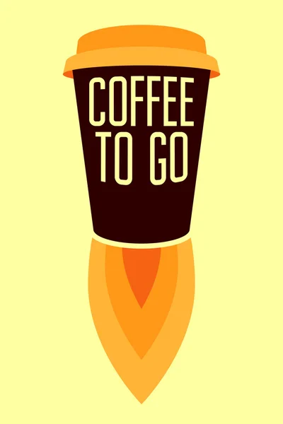 Rocket Cup. Poster tipografico Coffee To Go. Illustrazione vettoriale retrò . — Vettoriale Stock