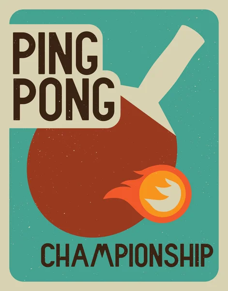 Ping Pong poster estilo vintage tipográfico. Ilustração vetorial retrô . — Vetor de Stock