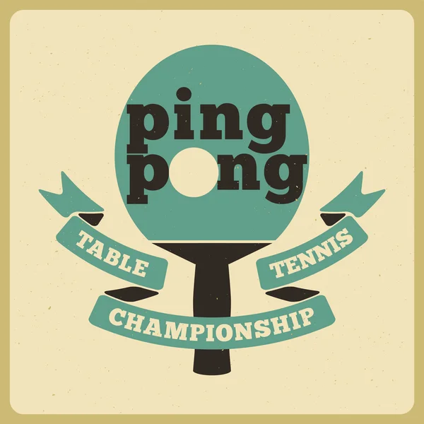 Ping Pong tipográfico estilo vintage cartel. Ilustración de vectores retro . — Vector de stock