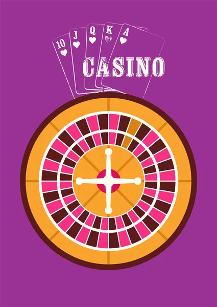 Casino vintage style poster with roulette. Retro vector illustration. — Stock Vector