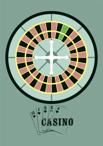 Casino vintage style poster with roulette. Retro vector illustration. — Stock Vector