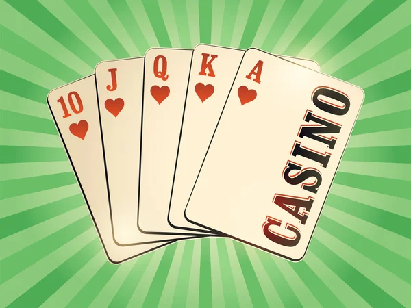 Cartaz de estilo vintage Casino com cartas de jogo. Ilustração vetorial retrô . — Vetor de Stock