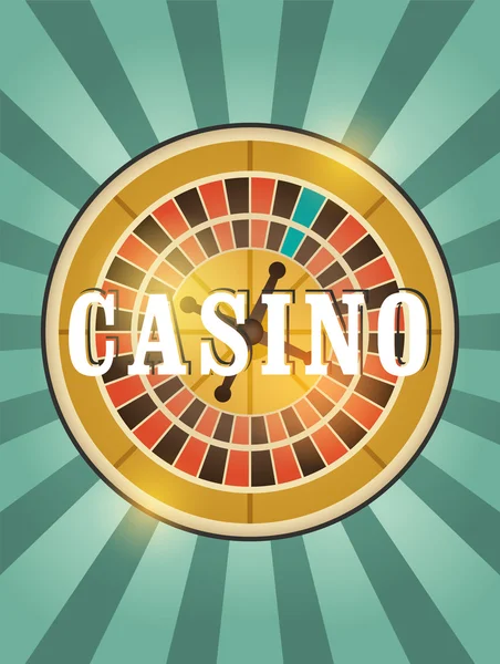 Casino vintage style poster with roulette. Retro vector illustration. — Stock Vector