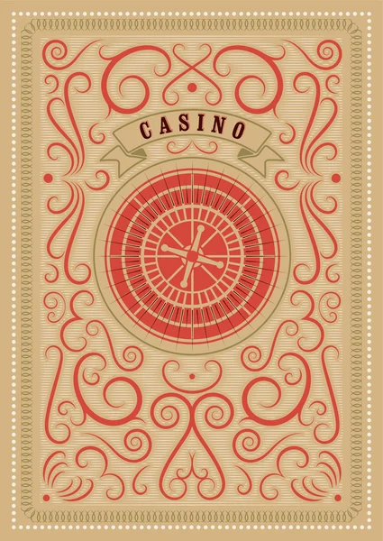 Casino calligraphic vintage style poster with roulette. Retro vector illustration. — Stock Vector