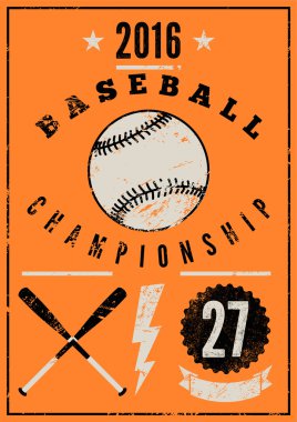 Beyzbol tipografik klasik grunge tarzı poster. Retro vektör illüstrasyonu.