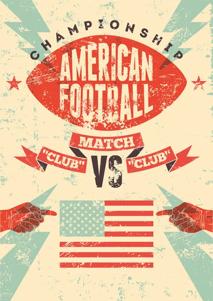 Cartel tipográfico estilo grunge vintage de fútbol americano. Ilustración de vectores retro. — Vector de stock