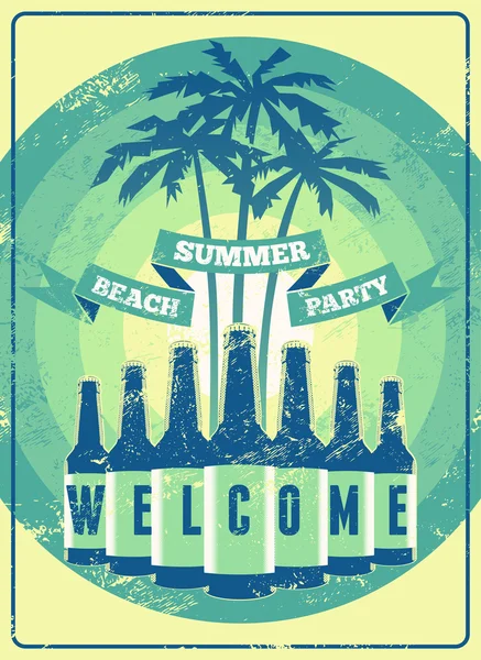 Typografické letní Beach Party grunge retro plakátu. Vektorové ilustrace. — Stockový vektor