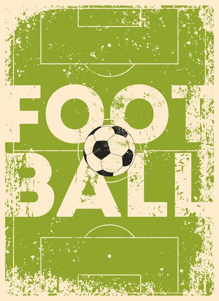 Tipografi sepak bola model poster gaya grunge. Ilustrasi vektor retro. - Stok Vektor