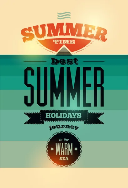 Summer time retro poster. Vector typographical design. Eps 10. — Stock Vector