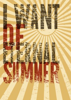 Yaz saati ifade tipografik grunge poster. Retro vektör çizim.