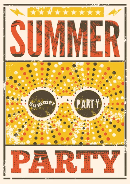 인쇄 상의 여름 파티 그런 지 레트로 포스터 디자인입니다. 벡터 일러스트 레이 션. — 스톡 벡터