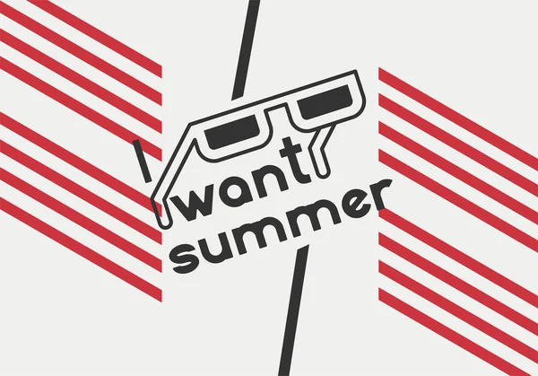 Jag vill ha sommar. Sommartid fras Typografiska affisch. Vektor illustration. — Stock vektor
