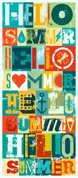 Ciao Summer! Estate tipografico grunge retrò poster design. Illustrazione vettoriale . — Vettoriale Stock