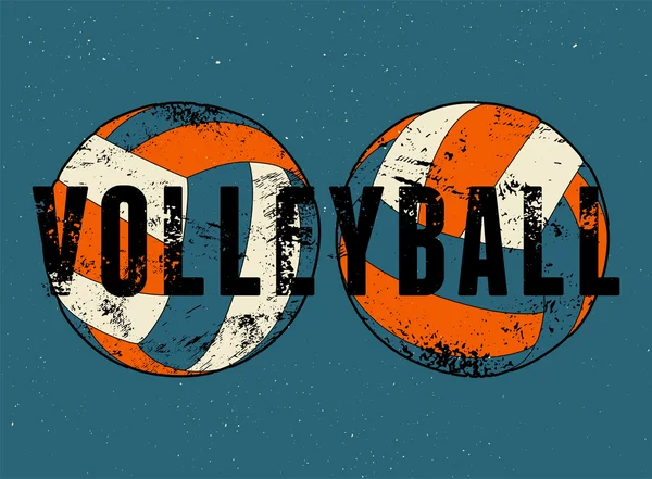 Voleybol Tipografik vintage grunge tarzı poster. Retro vektör çizim. — Stok Vektör