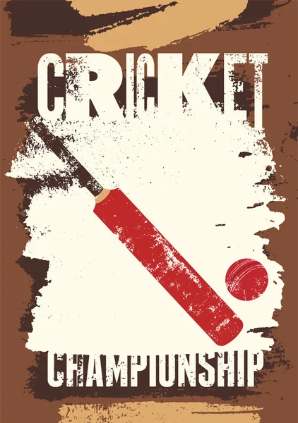 Cricket tipográfico vintage grunge estilo cartaz. Ilustração vetorial retrô . — Vetor de Stock