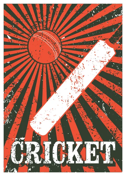 Kriket typografické vinobraní grunge styl plakát. Retro vektorové ilustrace. — Stockový vektor