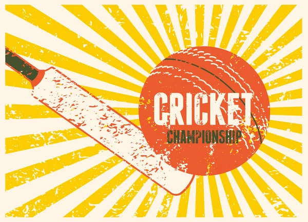 Cricket tipográfico vintage grunge estilo cartaz. Ilustração vetorial retrô . — Vetor de Stock
