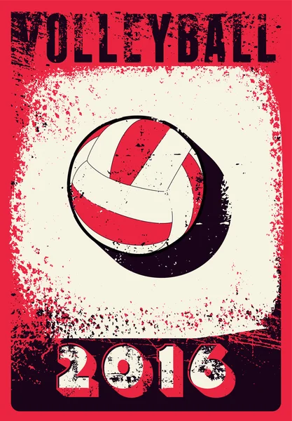 Manifesto tipografico di pallavolo in stile grunge vintage. Illustrazione vettoriale retrò . — Vettoriale Stock