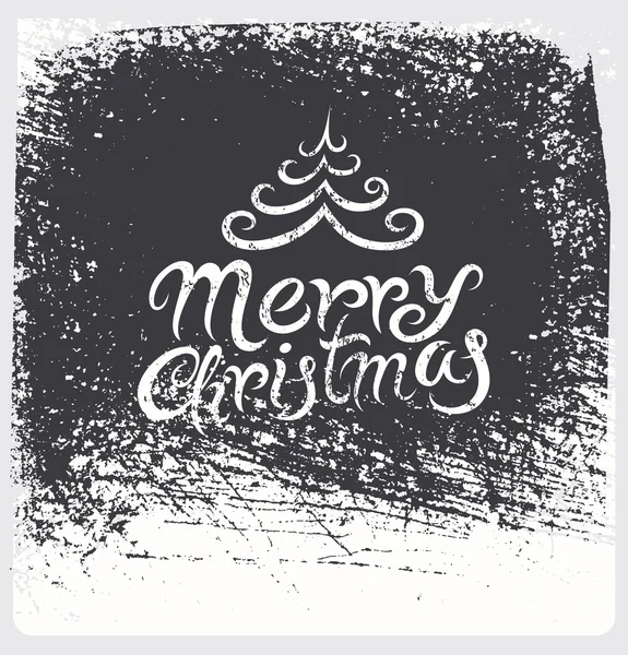 Kalligrafische vintage kerstkaart ontwerpen. Retro vectorillustratie. Grunge effect op aparte laag. — Stockvector