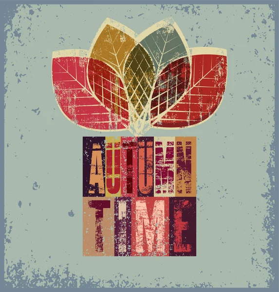 Cartel tipográfico vintage grunge en otoño. Ilustración de vectores retro. Eps10 . — Vector de stock