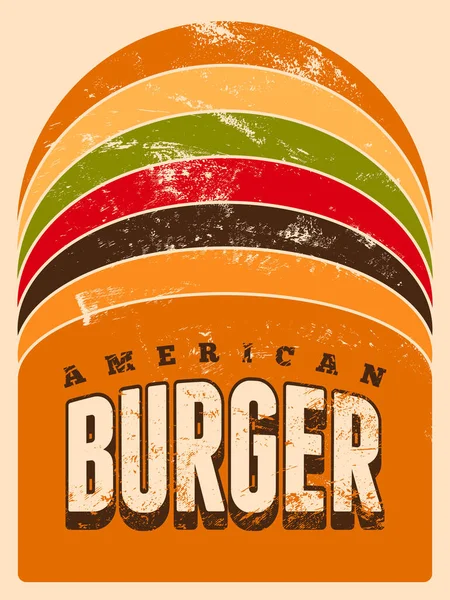 Burger Tipografico Stile Vintage Grunge Poster Design Illustrazione Vettoriale Retrò — Vettoriale Stock